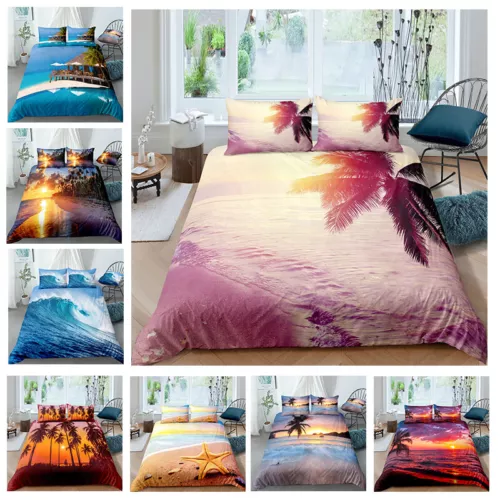 Beach Sea Shell Quilt/Duvet/Doona Cover Set Single Double Queen King Size Bed - Picture 1 of 29