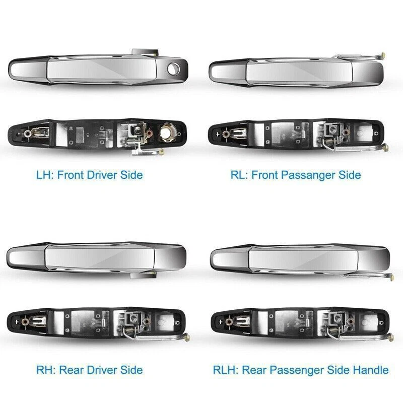 4X Chrome Exterior Door Handle Set For 07-13 Chevy Tahoe GMC Yukon Sierra Denali Foto 4 de 4
