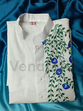 Hand painted Pure Cotton Kurta for Men's, Indian Style Men's Kurta Punjabi