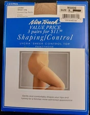 5 New NICE TOUCH Control Top Pantyhose Size B NUDE and DRIFTWOOD
