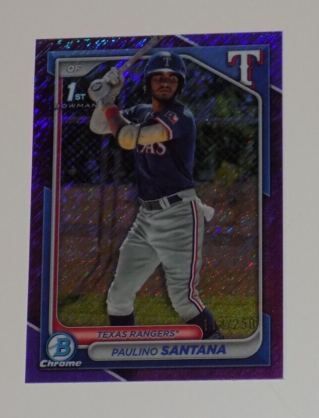 Paulino Santana 2024 Bowman Chrome 1st Purple Mojo Refractor # /250 Rangers