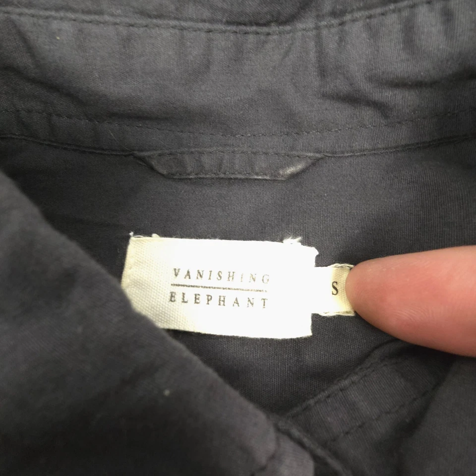 Vanishing Elephant Shirt Mens SMALL Black Long Sleeve Button up collared Size S - Image 2 of 4