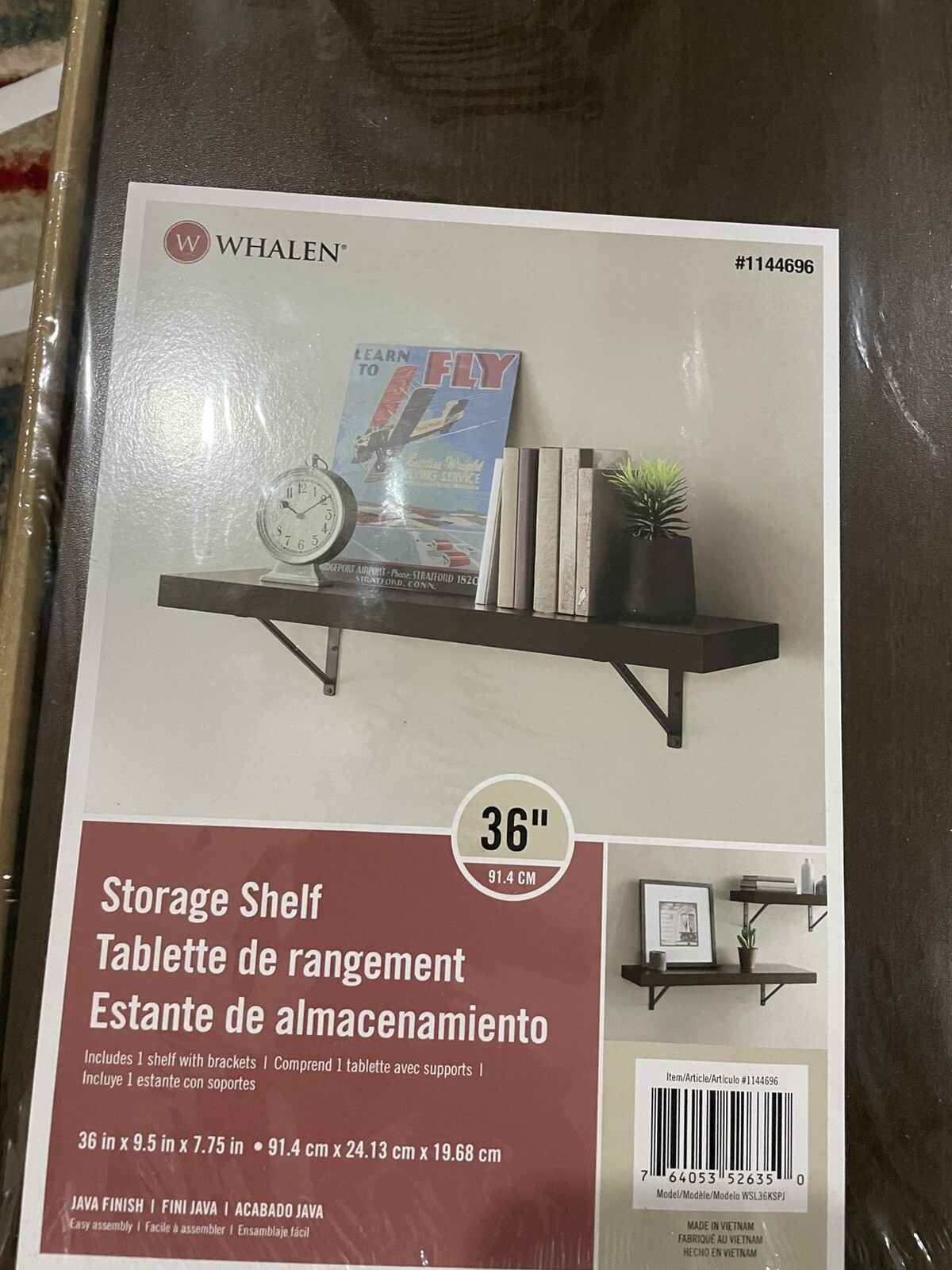 2X Whalen Java Storage Shelf 36&rdquo;X9.5&rdquo;Wall Mount Storage Shelf Java Brown