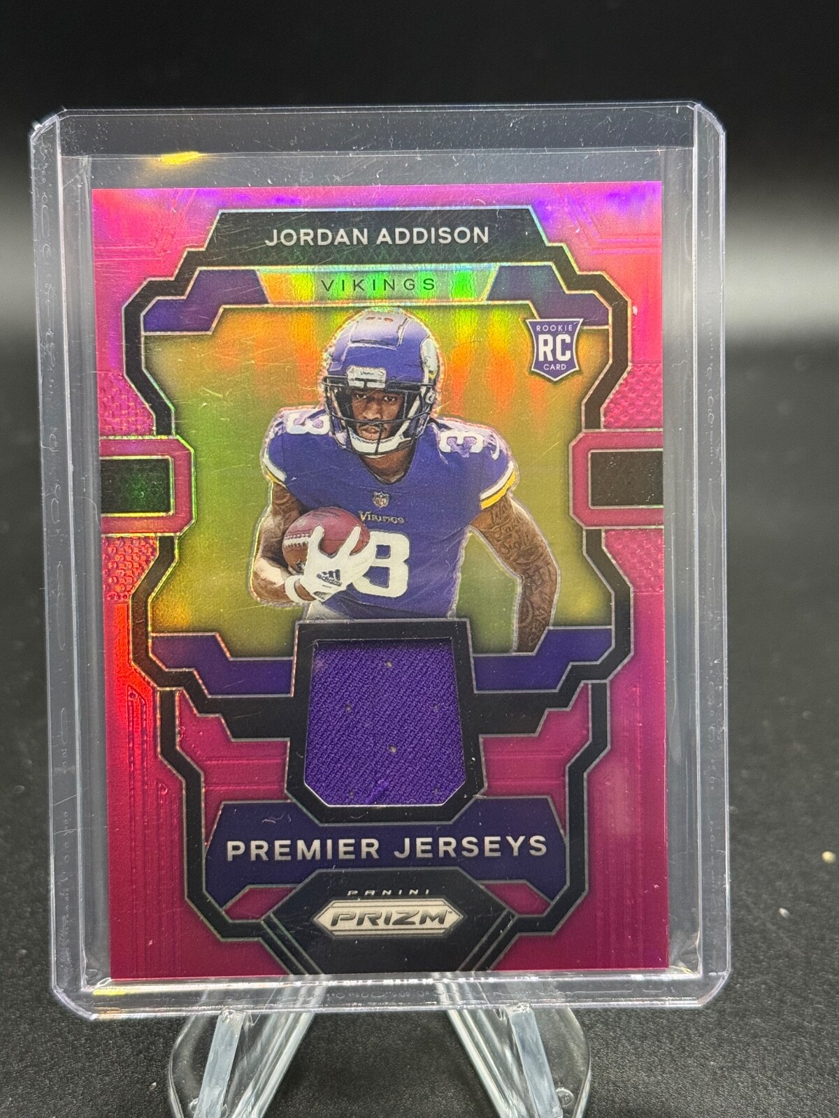2023 Panini Prizm Jordan Addison Rookie Premier Jersey Pink Prizm RC #PJ-JA