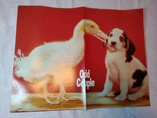 Vintage 70s Xerox Book Club Odd Couple Cute Duck Puppy Dog Poster Wall Art 21x16