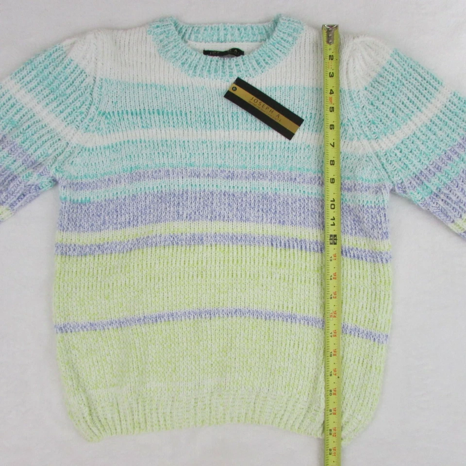 Joseph A. Sudadera pulóver de punto amarillo verde azulado multicolor para mujer talla pequeña Foto 2 de 4