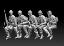 1/35 Scale WwII Sitting Soldiers of The US Army 5 Figure Model Resin Printed