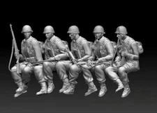 1/35 Scale WwII Sitting Soldiers of The US Army 5 Figure Model Resin Printed