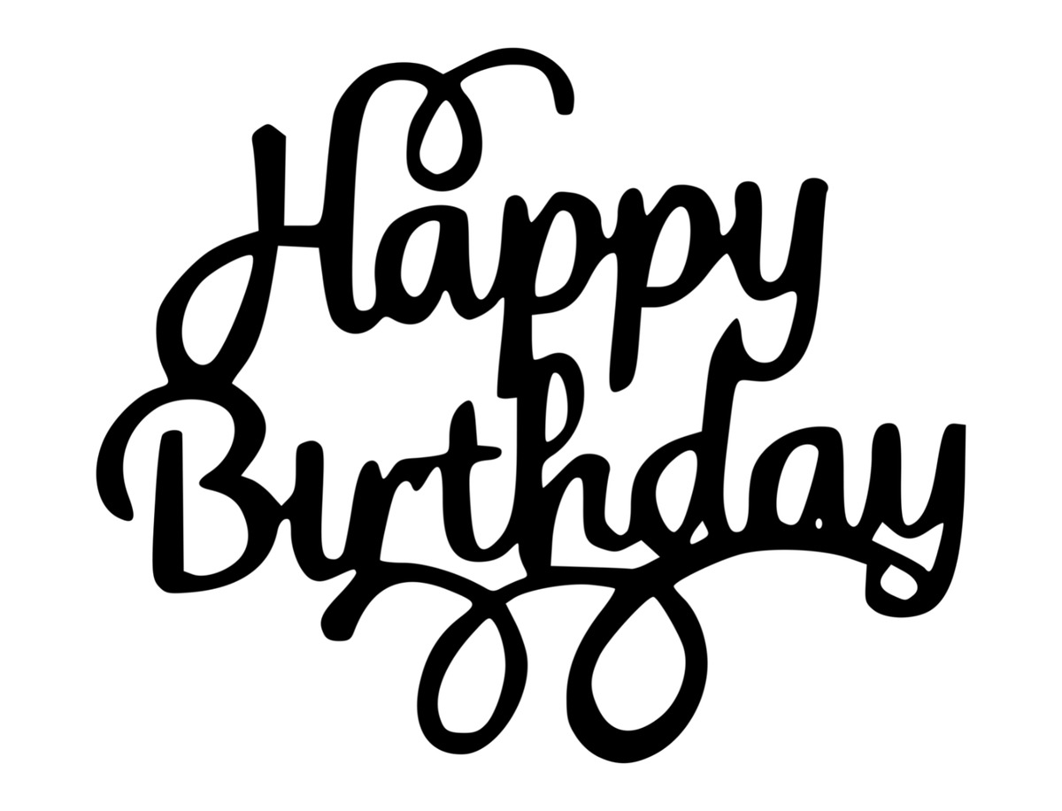 1x Happy Birthday Message Cursive Fun letters Vinyl Sticker Decal 24 cm x 20 cm