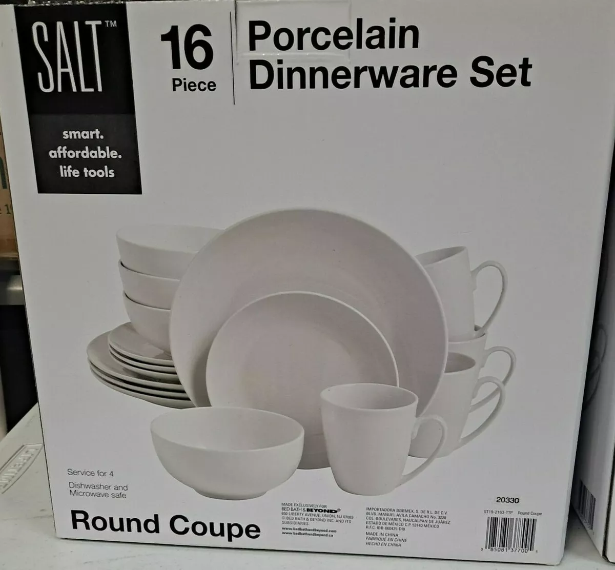 2 sets SALT Round Coupe 16-Piece Dinnerware Set in White (32