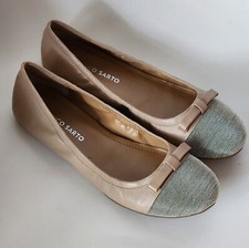 Franco Sarto Centara 2 Nude Mesh Metal Captoe Bow Ballet Flats Size 7 