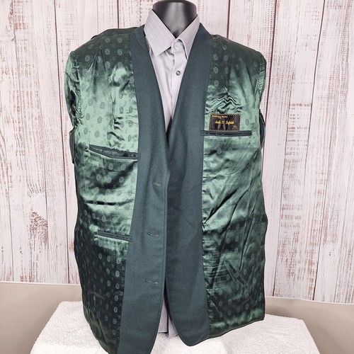 Bespoke Sport Coat Mens 46XL 3 Gold Button Soft Tweed Green - Picture 9 of 11