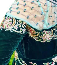 Luxury Moroccan Velvet Caftan with Genuine Jewels – Handcrafted, With Belt 