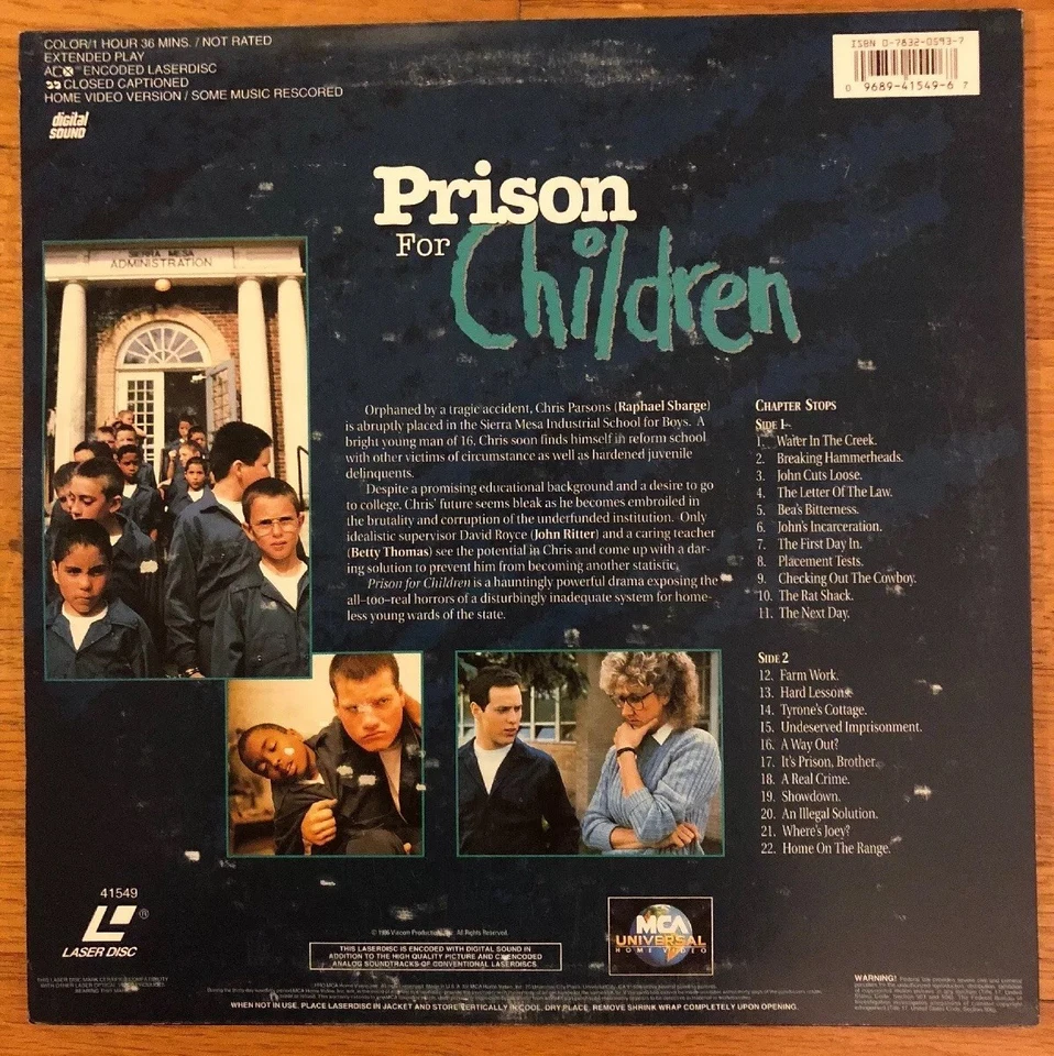 Prison for Children (1987) Laserdisc JOHN RITTER Rare Foto 2 de 2