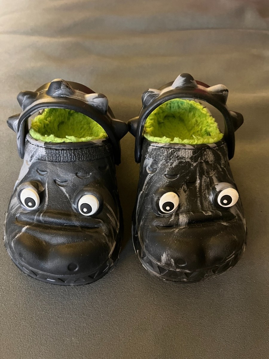 Capelli Shoes Clogs Slip Ons Green Gray Monster Dino w/ Eyes Size 4-5