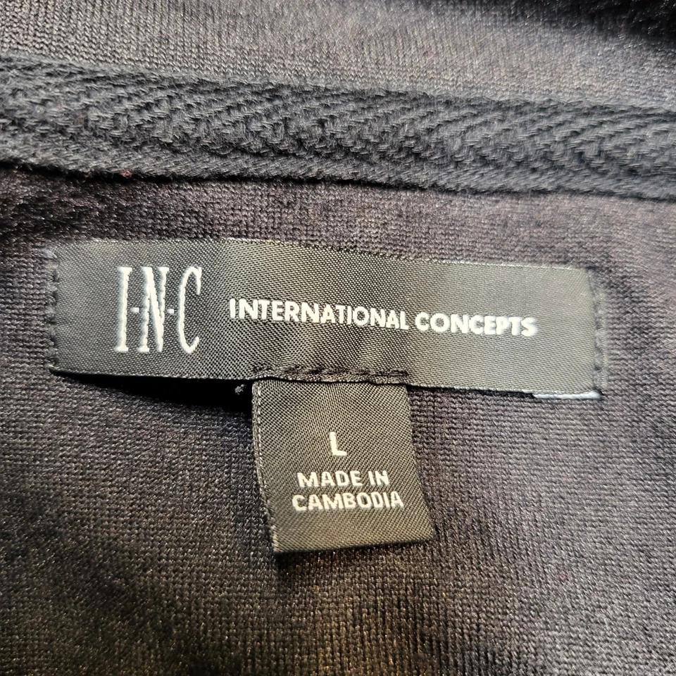 Moletom INC com capuz feminino L preto zíper lateral veludo pulôver manga longa - Imagem 3 de 4