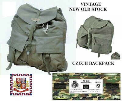 1950s Vintage Czech Army Backpack Khaki Canvas Rucksack Harness Hiking Retro 