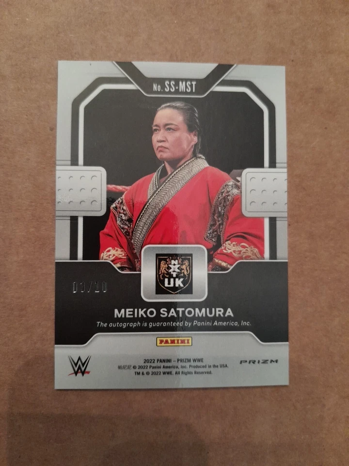 Meiko Satomura /10 Green Pulsar Autograph Card 2022 Panini WWE Prizm - Image 2 of 2