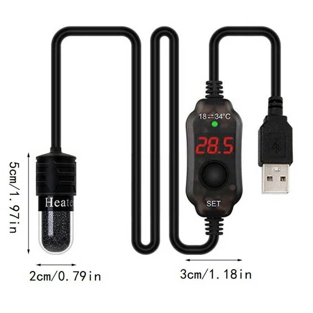 Mini Aquarium Fish Tank Heater USB Heating Rod Submersible Thermostat Heater  | eBay