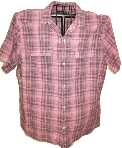 Banana Republic rosa/schwarz kariert schmal Baumwolle Gaze SS Hemd Größe XXL Herren gebraucht, in einwandfreiem Zustand