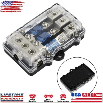 3 Way Mini ANL Blade Fuse Block Holder Copper 2/4 Gauge to 4/6/8 Gauge 60 Amp YU
