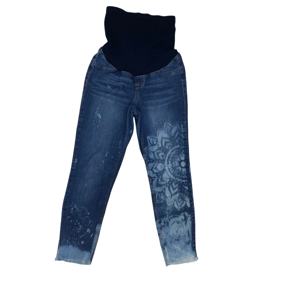 1822 Maternity Jeans Womens Small 29 Boho Upcycled Boho Medallion Blue - Image 4 of 4