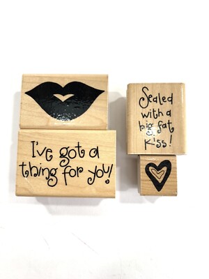 (4) JRL Design Co Rubber Stamp Lips Sealed with a Kiss I've got a thing ...