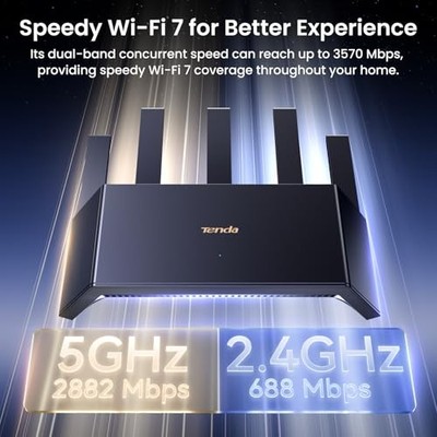 BLACK - TENDA BE3600 DUAL BAND WIFI 7 ROUTER