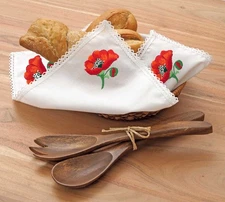 Leisure Arts Bread & Basket Cloth 15.7"X15.7" Poppy, Stamp Embroidery Cloth,