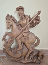 Wandfigur Heiliger Georg aus Holz gerne schne...