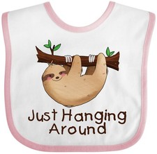 Inktastic Just Hanging Around With Cute Sloth Baby Bib Children Illustration For