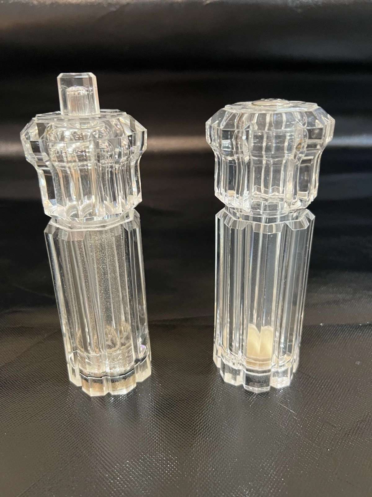 MCM Retro Olde Thompson Pepper Mill Grinder & Salt Shaker Acrylic Lucite Set