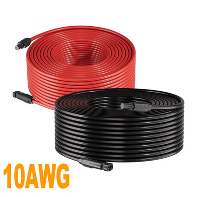 1 Pair Black+Red Solar Panel Extension Cable Wire Solar Connectors 10 AWG Gauge