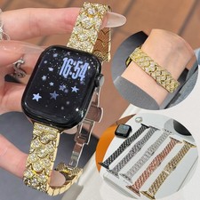 Women Bling Diamond Metal Band for Apple Watch Series 11 10 9 8 7 6 5 SE Ultra