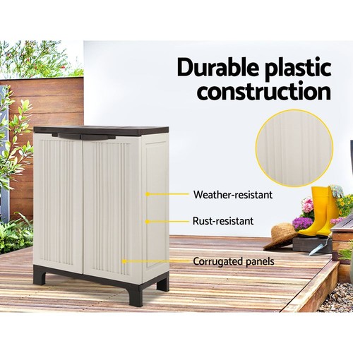 Gardeon Outdoor Storage Cabinet Box 92cm Lockable Cupboard Sheds Garage Adjustab - Picture 7 of 8