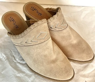 Euro Soft By Sofft Women's 9.5 US Sandy Mule Stitched Heel Leather Suede Shoes