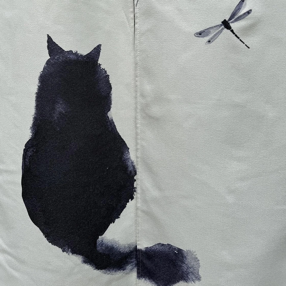 Diseño Tinta Japonesa Gato Blanco y Negro Noren Puerta Cortina Mezcla Poliéster... Foto 2 de 4