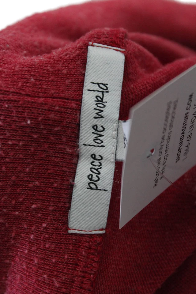 Peace Love World Womens Mid Rise Drawstring Logo Knit Jogger Pants Red Size XS - Image 4 of 4