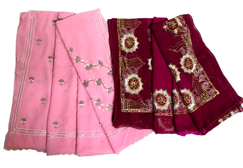 Indian Saree Vintage Dress Women Wrap Home Decor Used Drape Sari Lot of 2 Pcs