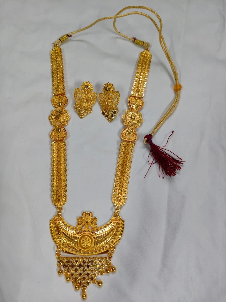 Collar indio tono dorado con pendiente cuello joyería de moda boda tradicional Foto 3 de 4