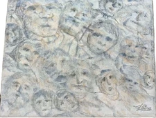 Original Artwork Acrylic Canvas ~ Angel Art ~ Faces ~ Crosses ~ Expressionism 