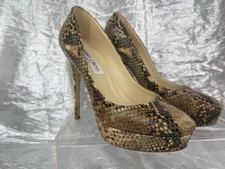 Jimmy Choo Cosmic Python Embossed Platform Pumps Sz 37