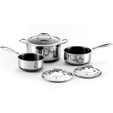 HexClad Hybrid Nonstick 4Piece Pot Set, 2, , and 8-Quart Pot