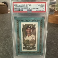 2024 Topps Allen Ginter Mini Auto /50 Julio Rodriguez Blue Frame PSA 9 RARE SLAB