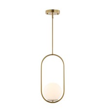 Modern Gold Globe Pendant Light Mid Century Chandelier 1-Light Brushed Brass ...