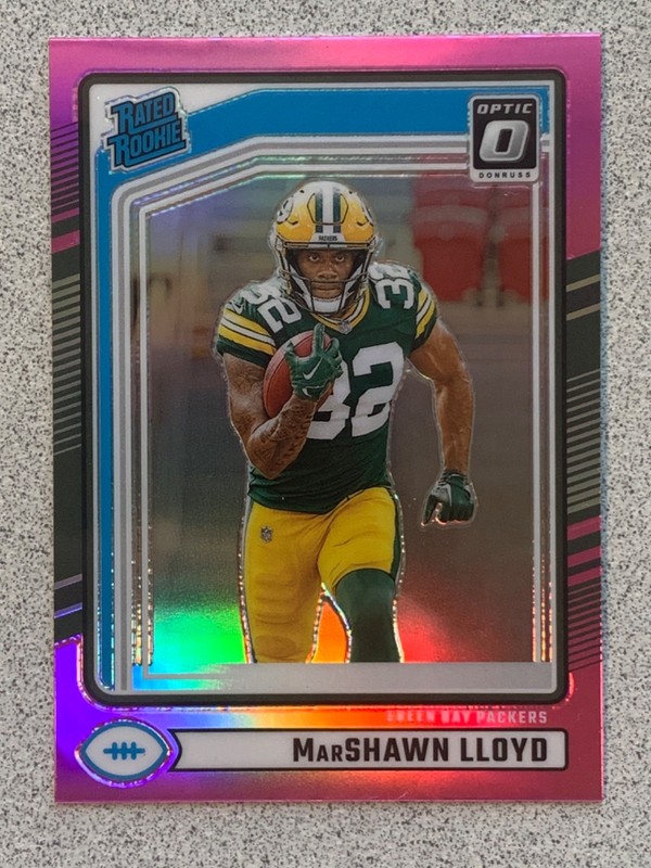 MARSHAWN LLOYD RATED ROOKIE PINK PRIZM 2024 DONRUSS #374 GREEN BAY PACKERS