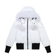 Moose Knuckles men's and women's fringed collar hooded down jacket