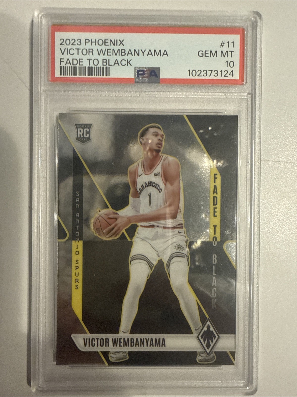 2023-24 Panini Phoenix - Fade to Black Victor Wembanyama #11 (RC) PSA 10!