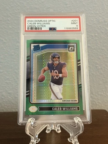 2024 Optic Football - Caleb Williams Green Hyper Rated Rookie #201 PSA 9