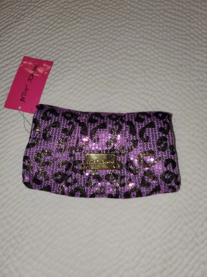 Mini Bolso BETSEY JOHNSON Púrpura Leopardo Lentejuelas Arco Grande Foto 2 de 4